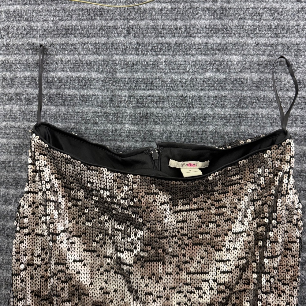 Ariat Sequin Maxi Dress Skirt Womens Size 6 Silver Copper Ombre Western Glam